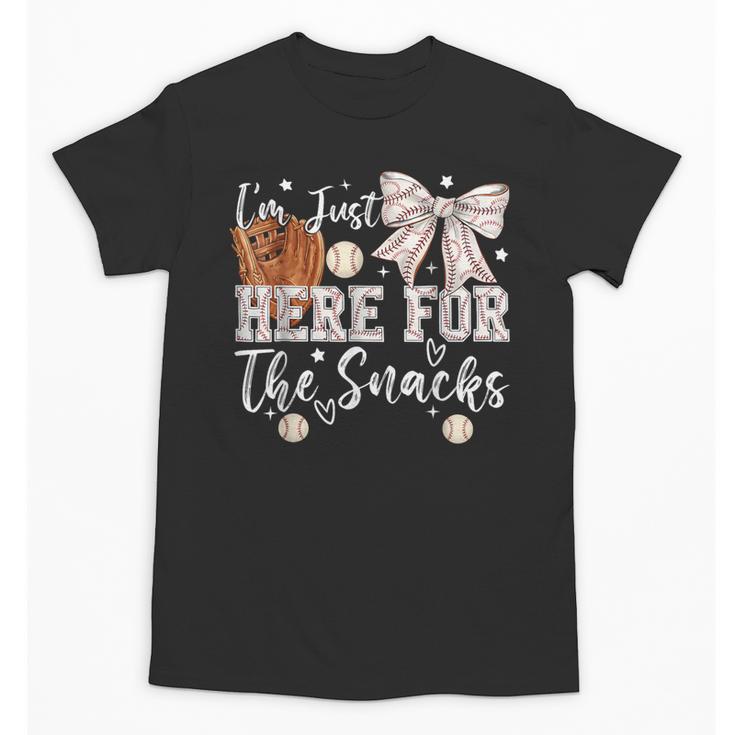 I'm Just Here For The Snacks Baseball Coquette Game Day Girl Unisex T-Shirt