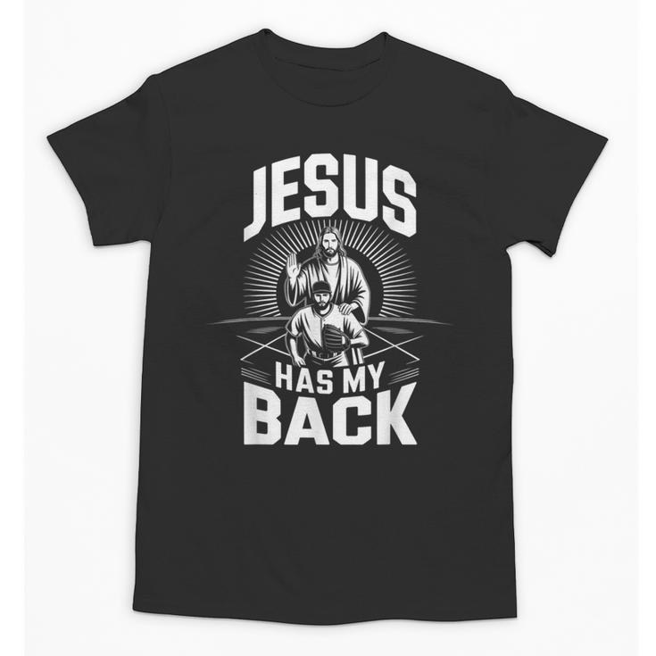 Jesus Has My Back Baseball Faith Motivation Tee Christian Unisex T-Shirt