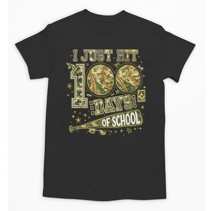 I Just Hit 100 Days Of School Camouflage Baseball Unisex T-Shirt