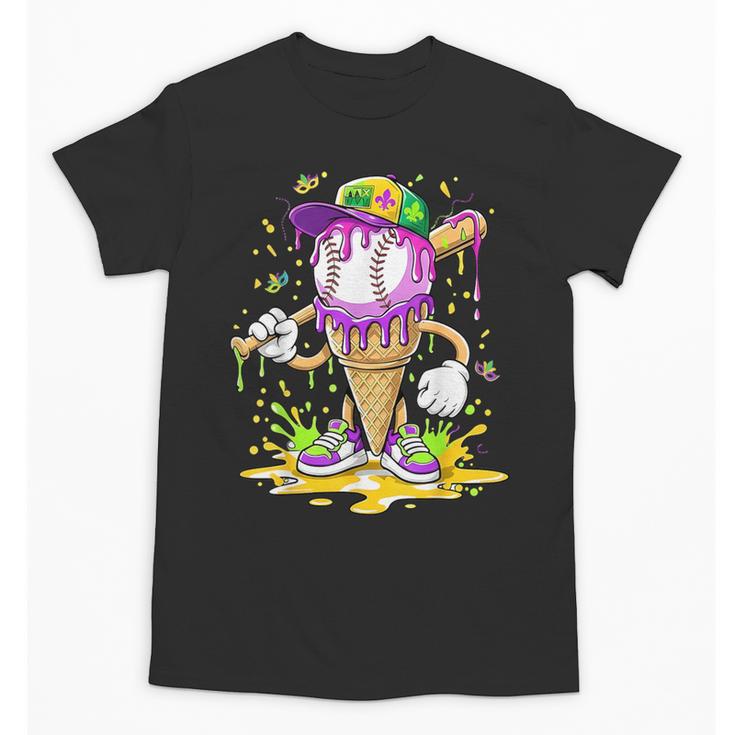Kids Baseball Drip Ice Cream Apparel Kids Boys Mardi Gras Unisex T-Shirt