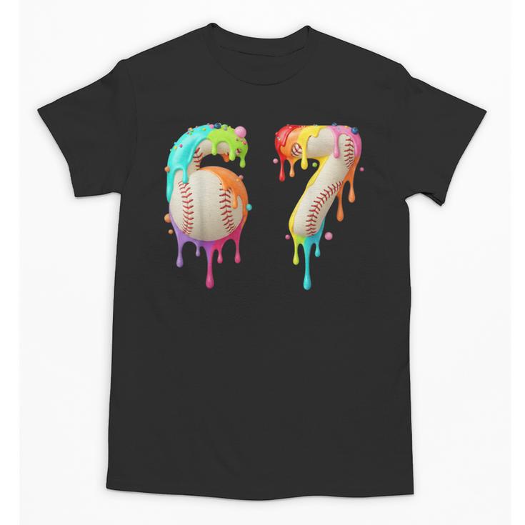 Kids Meme 67 Number Six 6 Seven 7 Ice Cream Drips Baseball Unisex T-Shirt