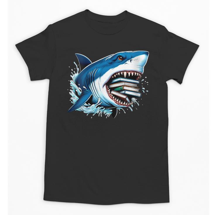 Kids Shark With School Books Back To School Shark Lovers Unisex T-Shirt