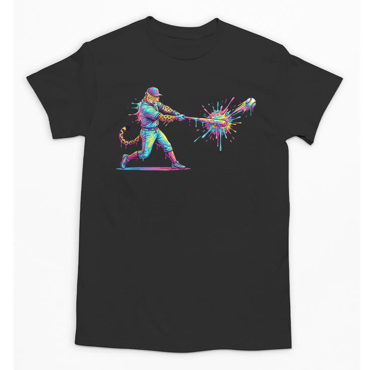 Leopard Baseball Player Ice Cream Drip For Boys Kids Unisex T-Shirt