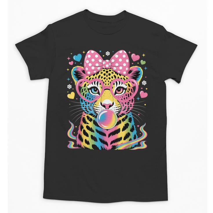 Leopard Glasses Blowing Bubble Gum Back To School Kids Unisex T-Shirt