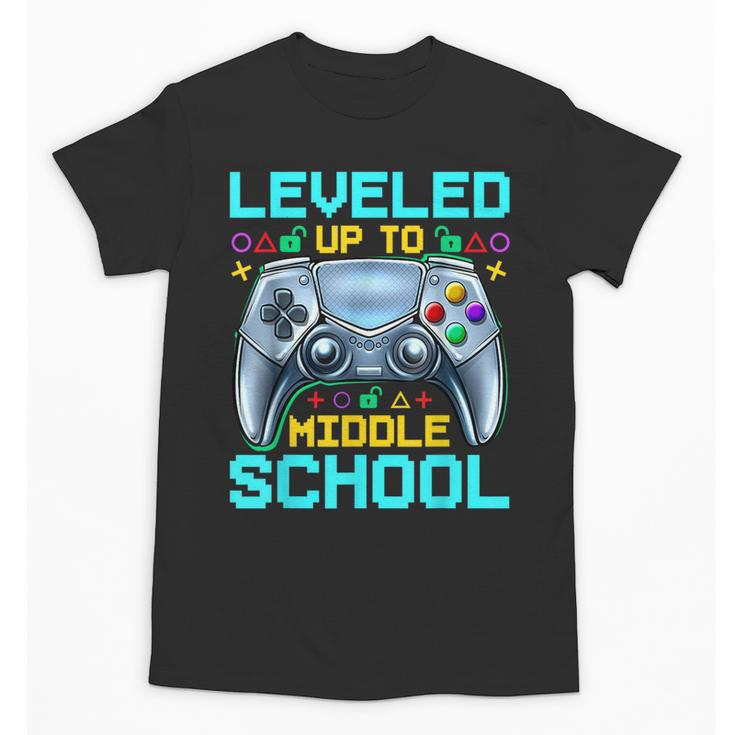 Leveled Up To Middle School Video Gamer Back To School Boys Unisex T-Shirt