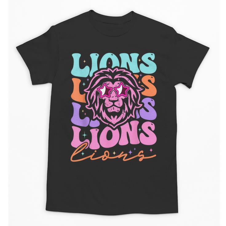 Lion Mascot Back To School Spirit Sports Men Women Groovy Unisex T-Shirt