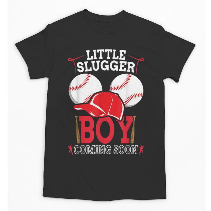 Little Slugger Boy Coming Soon Baby Announcement Baseball Unisex T-Shirt