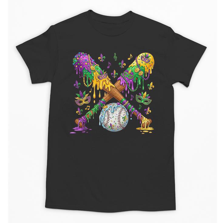 Mardi Gras Baseball Drip Shirt Cool Dripping Baseball Drip Unisex T-Shirt
