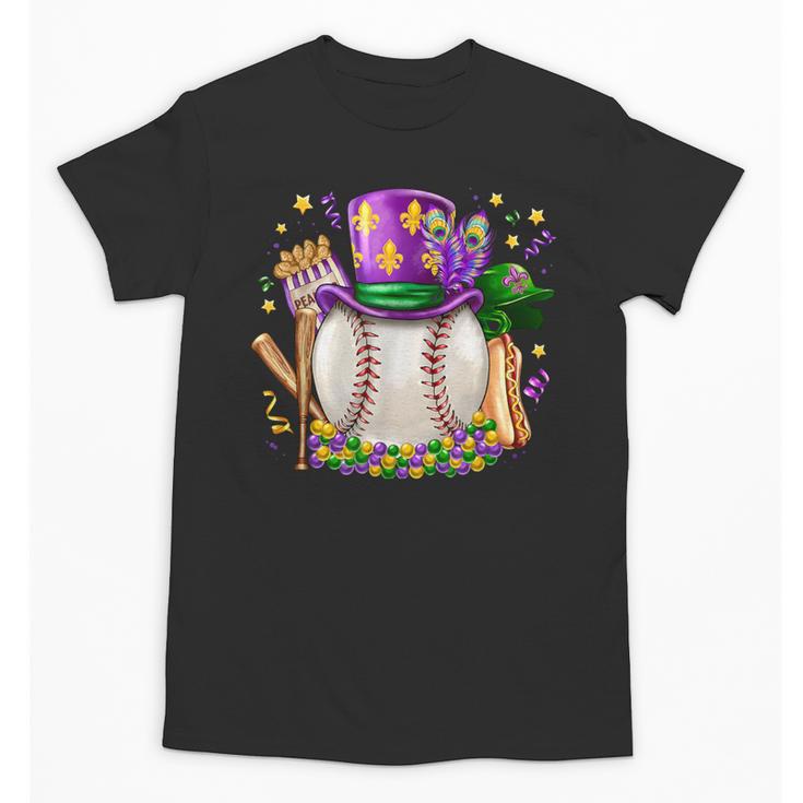 Mardi Gras Baseball Jester Hat Fleur De Lis Boys Girls Kids Unisex T-Shirt