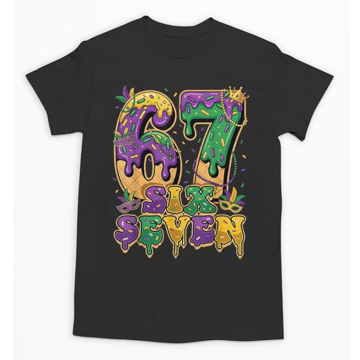 Mardi Gras Six Seven Baseball Drip Number 6 7 Meme Unisex T-Shirt