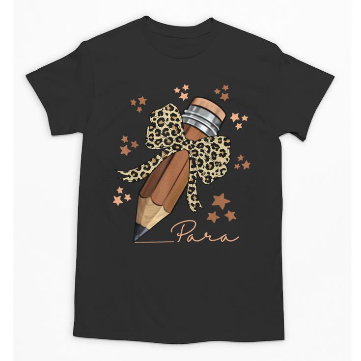 Melanin Pencil Leopard Bow Para Back To School Unisex T-Shirt