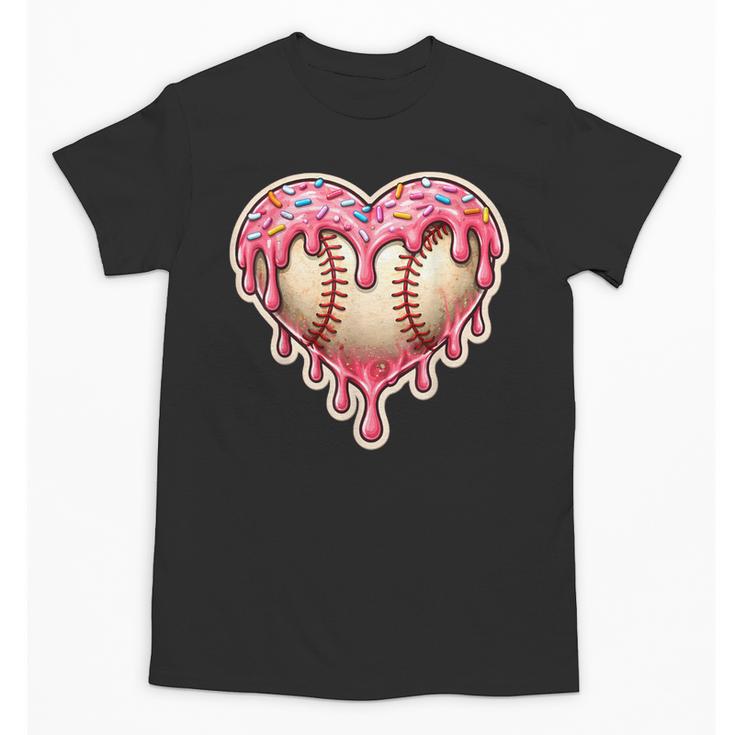 Melting Baseball Drip Heart Softball Player Lover Ice Cream Unisex T-Shirt