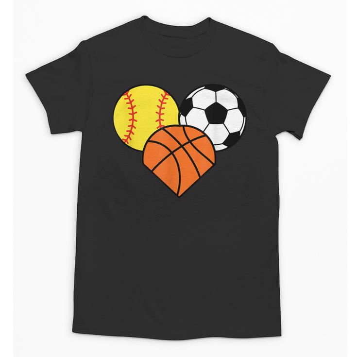 Mom Sports Heart Soccer Basketball Baseball Softball Unisex T-Shirt