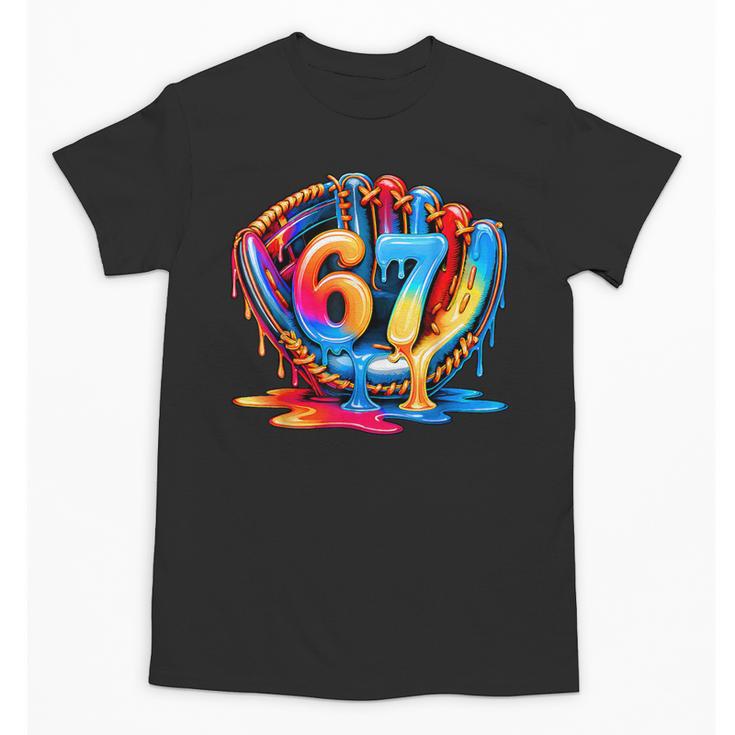 Number 67 Baseball Glove Ice Cream Drip Six Seven Meme Unisex T-Shirt
