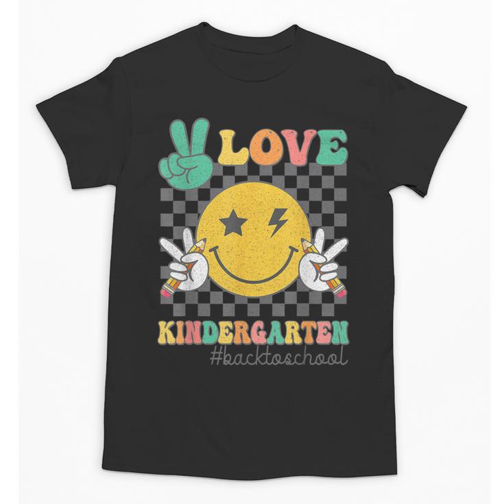 Peace Love Kindergarten Smile Face Hippie Back To School Unisex T-Shirt