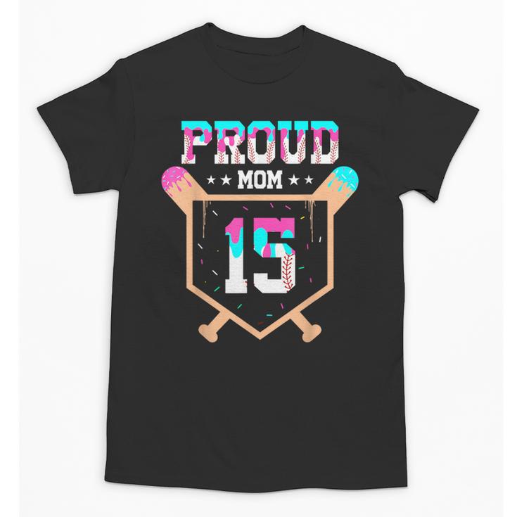 Proud Mom Baseball Player Number 15 Ice Cream Drip Unisex T-Shirt