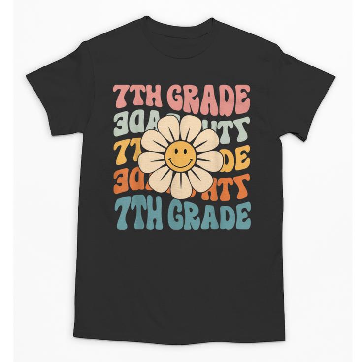 Retro 7th Grade Daisy Colorful Back To School Seventh Grade Unisex T-Shirt