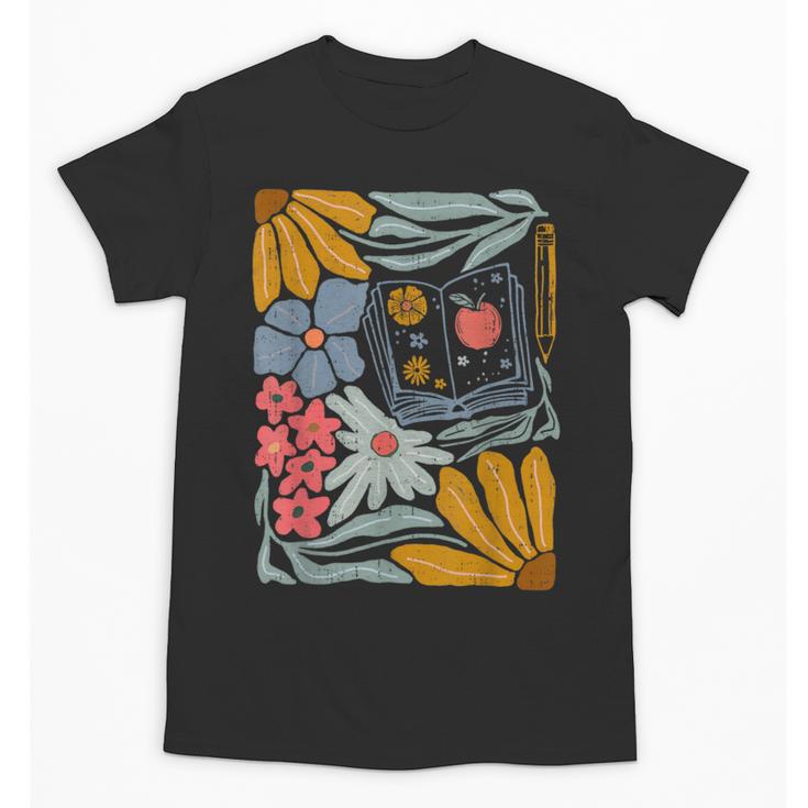 Retro Boho Flower Floral Back To School First Day Of School Unisex T-Shirt