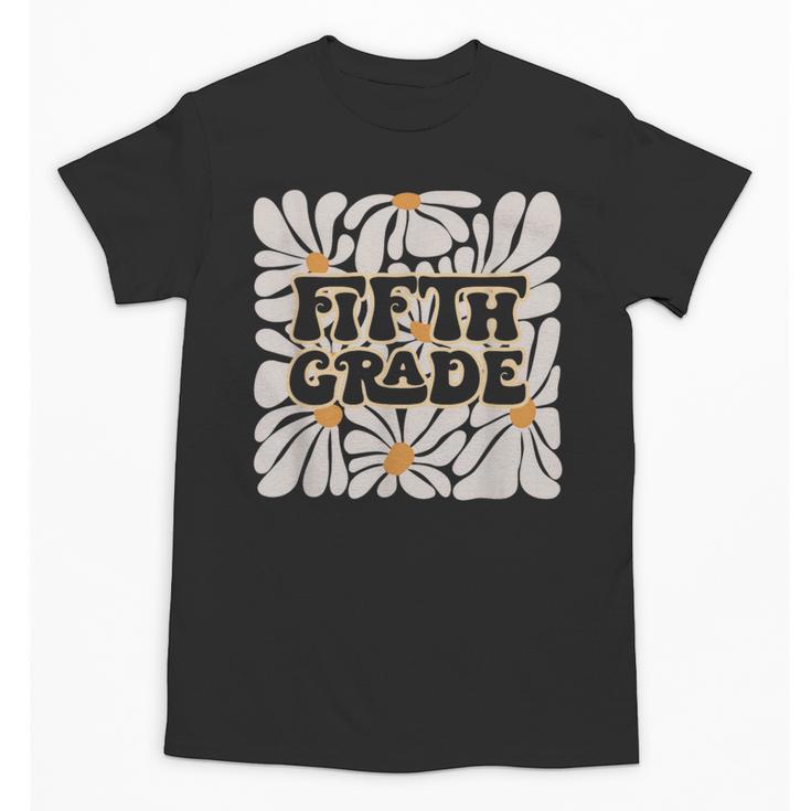 Retro Flower Power Squared Fifth 5th Grade Back To School Unisex T-Shirt