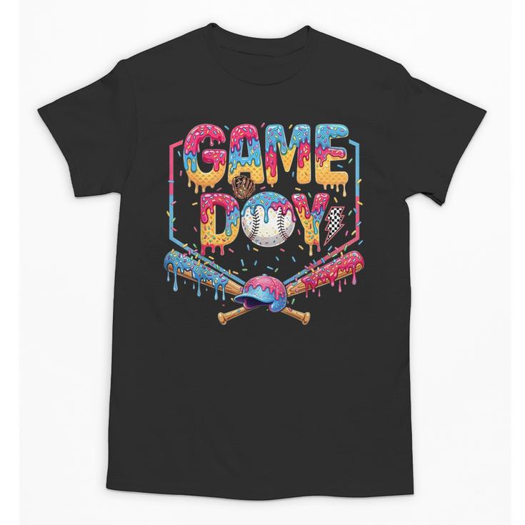 Retro Game Day Baseball Ice Cream Drip For Men Boy Kids Unisex T-Shirt