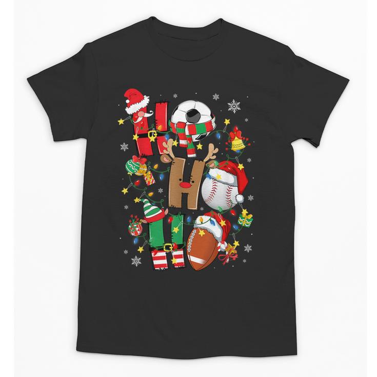 Santa Baseball Football Soccer Pajamas Ho Ho Christmas Xmas Unisex T-Shirt