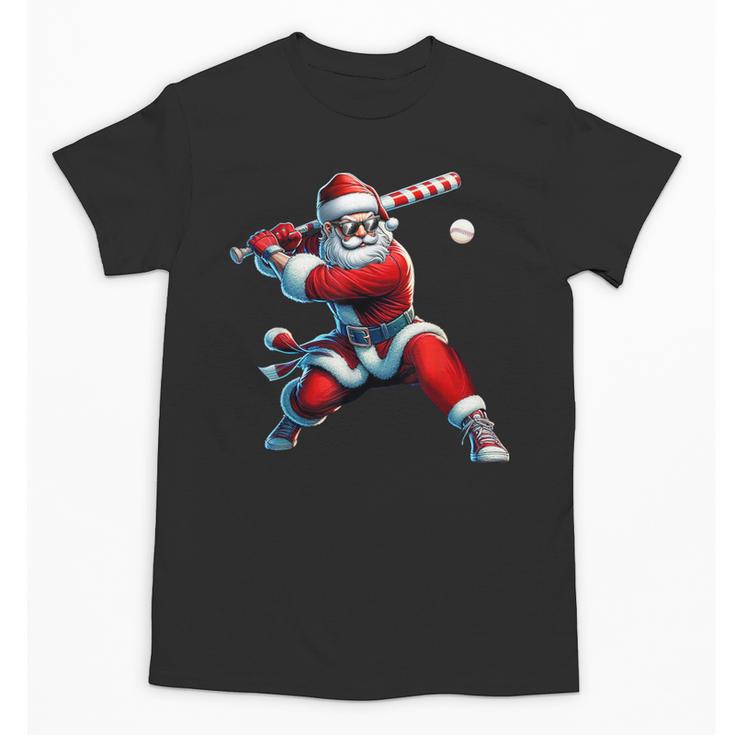 Santa Playing Baseball Men Boys Christmas Baseball Player Unisex T-Shirt