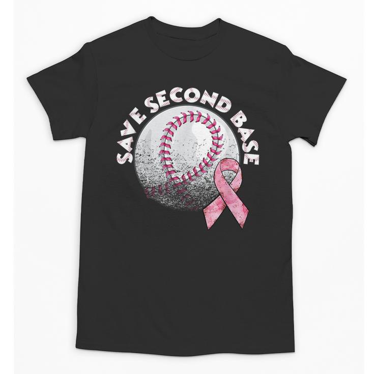 Save 2nd Base Breast Cancer Awareness Pink Ribbon Baseball Unisex T-Shirt