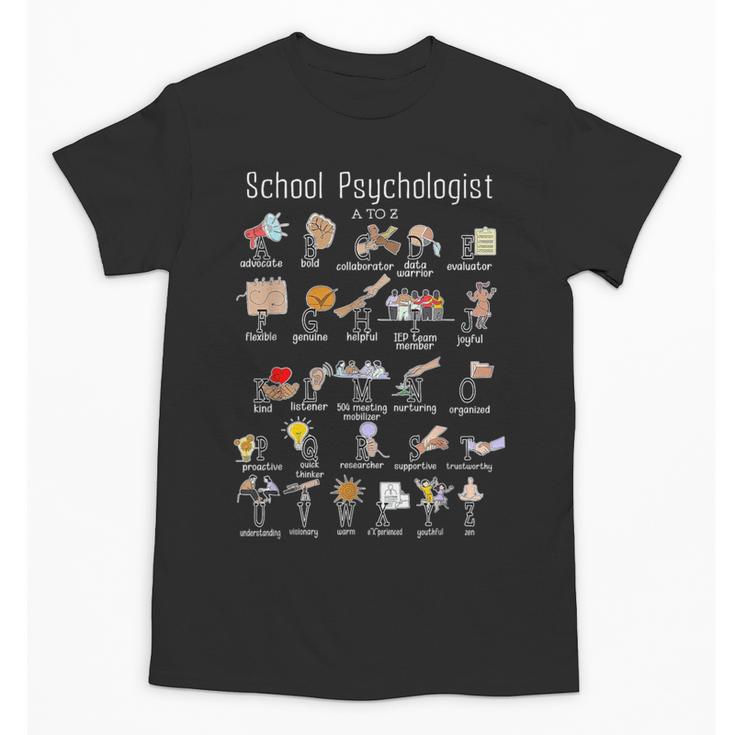School Psychologist Alphabet ABCs Psychology Back To School Unisex T-Shirt