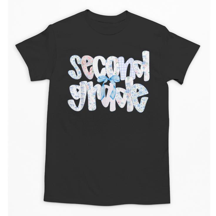 Second Grade Student Back To School Pastel Floral Bow Unisex T-Shirt
