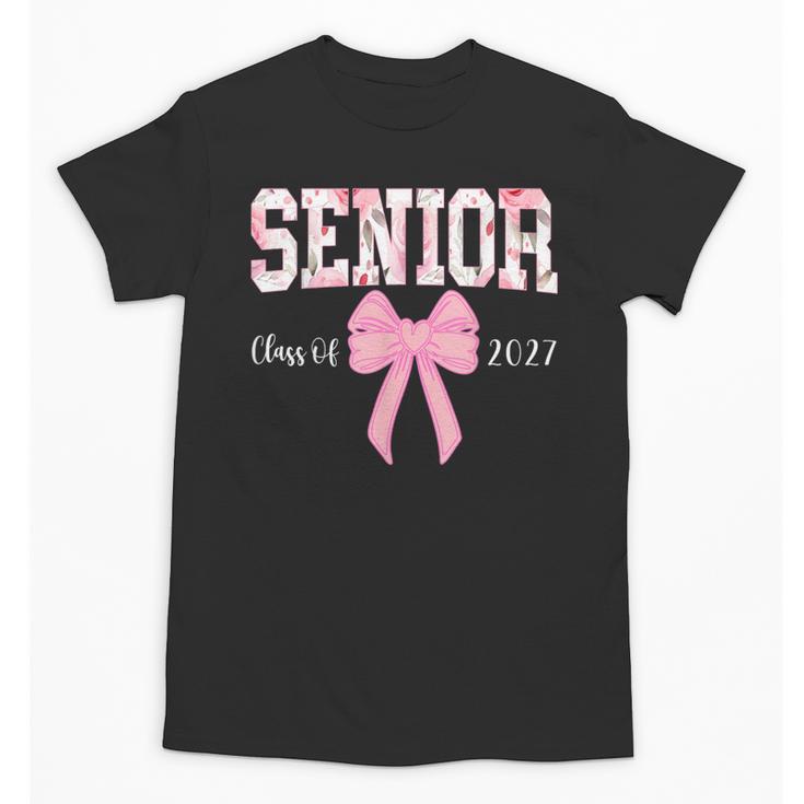 Senior 2027 Floral Pink Bow Back To School Class Of 2027 Unisex T-Shirt