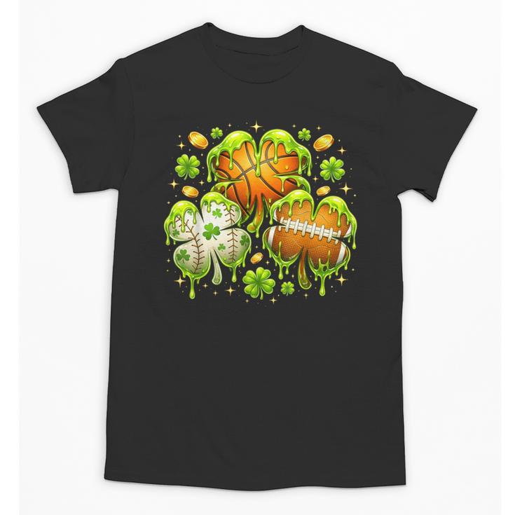 Shamrock Basketball Baseball Drip St Patrick's Day Boys Men Unisex T-Shirt