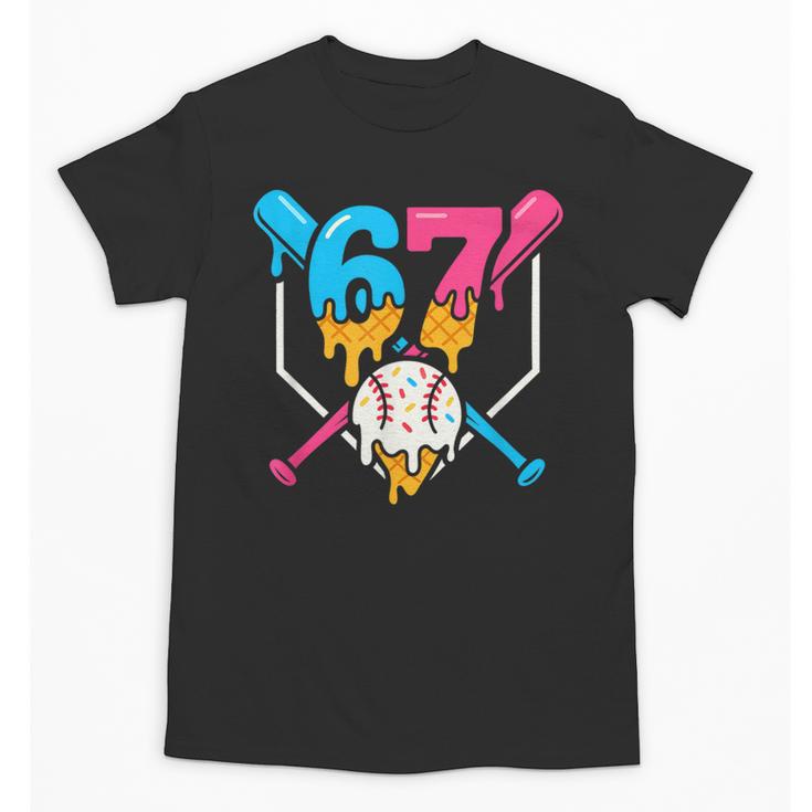 Six Seven Baseball Ice Cream Drip Cool 67 Gen Alpha Slang Unisex T-Shirt