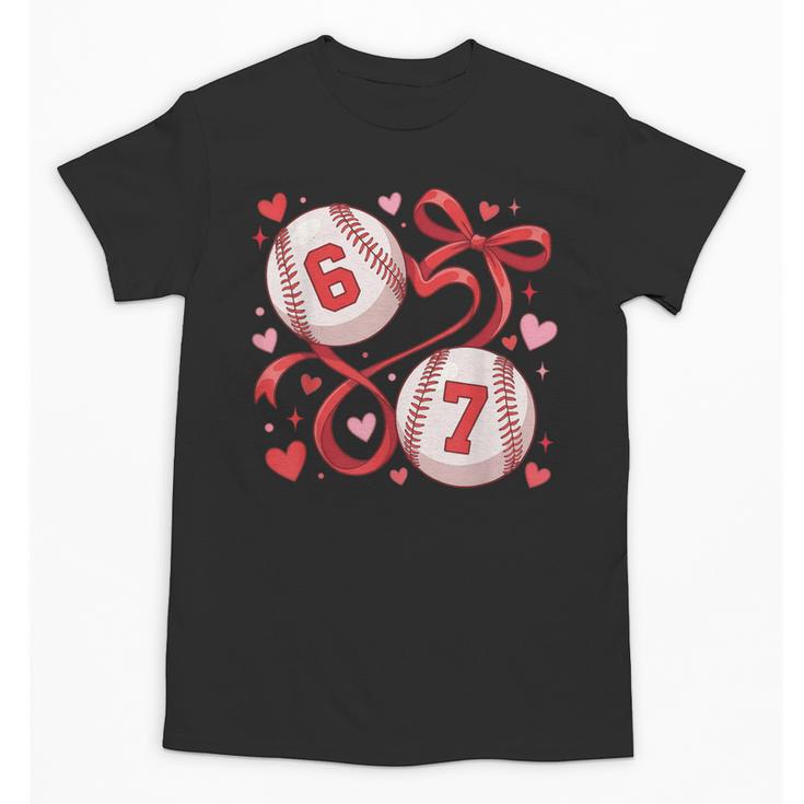 Six Seven Baseball Lover Sports Red Heart Bow Valentine Girl Unisex T-Shirt