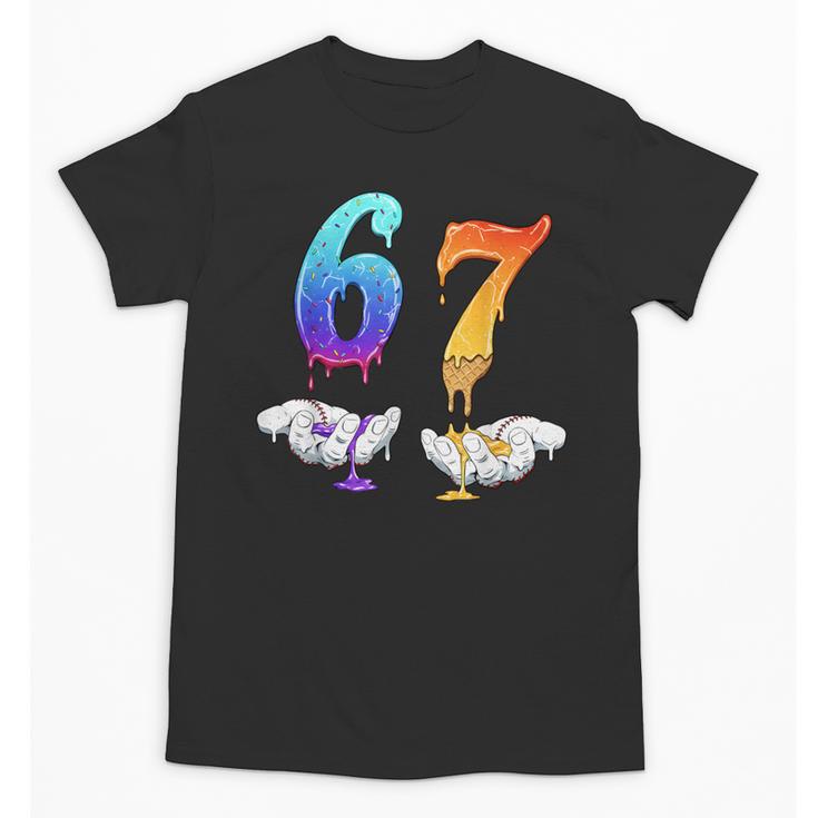 Six Seven Ice Cream Drip Cool Meme 67 Number Baseball Unisex T-Shirt