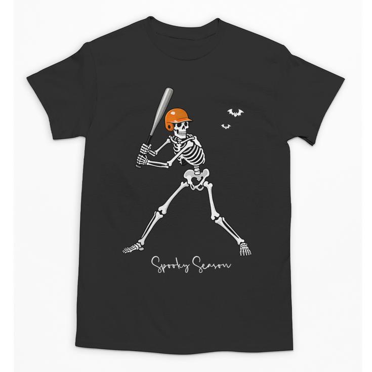 Spooky Season Skeleton Baseball Player Halloween Batter Unisex T-Shirt