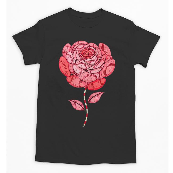 Sporty Rose Graphic With Baseball And Rugby Ball Petals Unisex T-Shirt