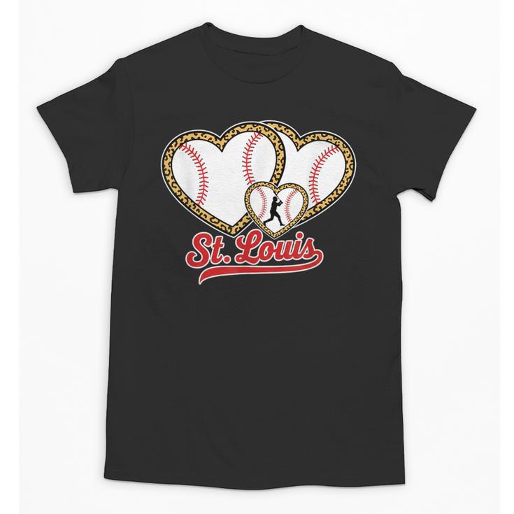St Louis Leopard Heart Baseball Batter Boys Fan Unisex T-Shirt