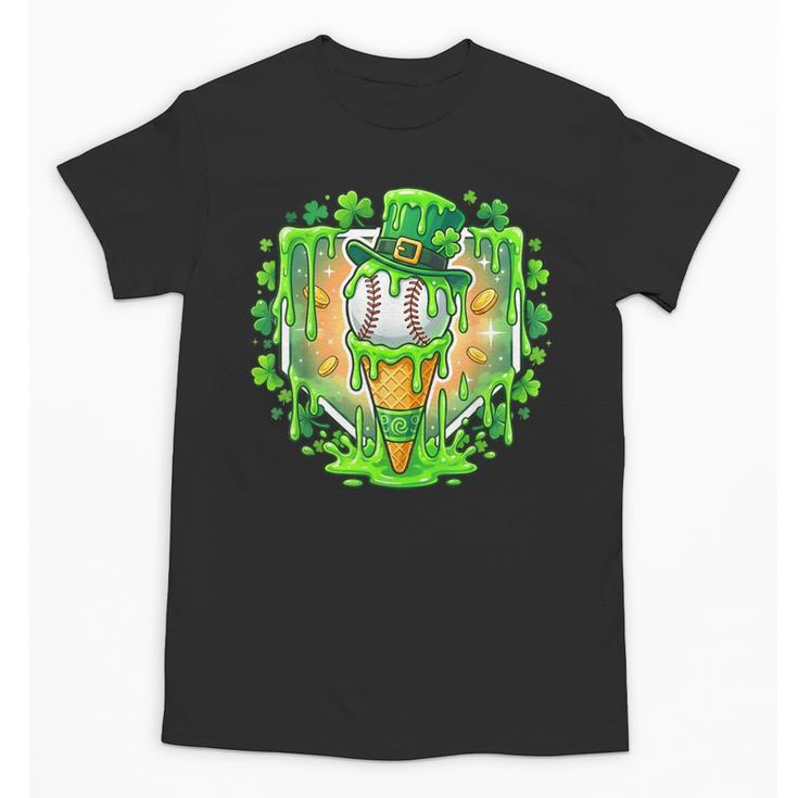 St Patrick Day Baseball Drip Ice Cream Baseball Home Plate Unisex T-Shirt
