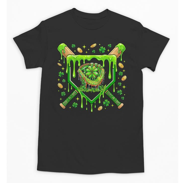 St Patricks Day Baseball Ice Cream Shamrock Baseball Player Unisex T-Shirt
