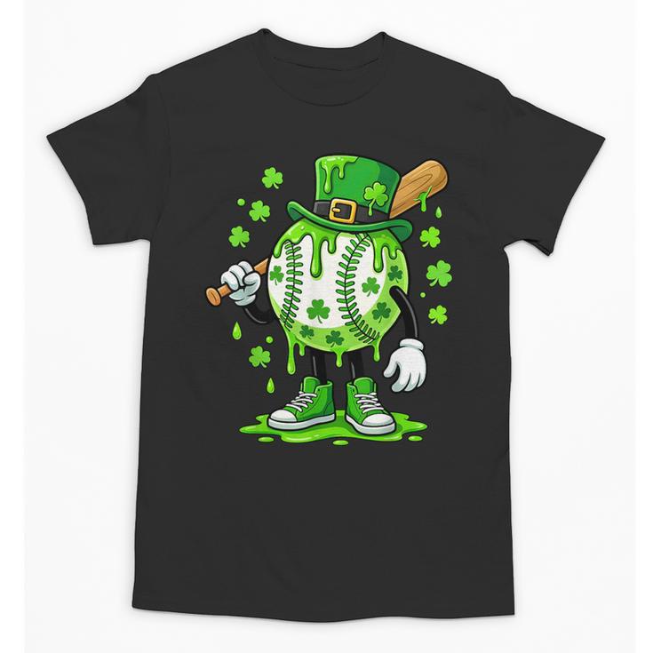 St Patricks Day Shamrock Baseball Drip Icecream Irish Boys Unisex T-Shirt