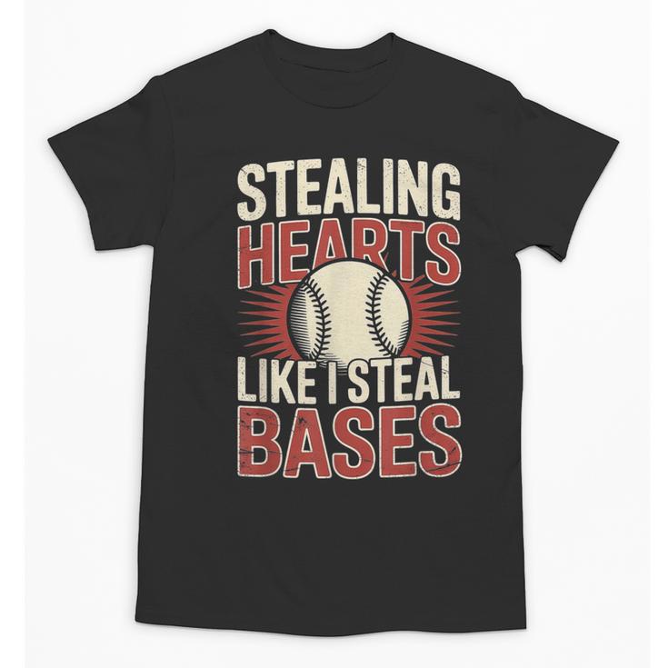 Stealing Hearts Like I Steal Bases Baseball Valentine Retro Unisex T-Shirt