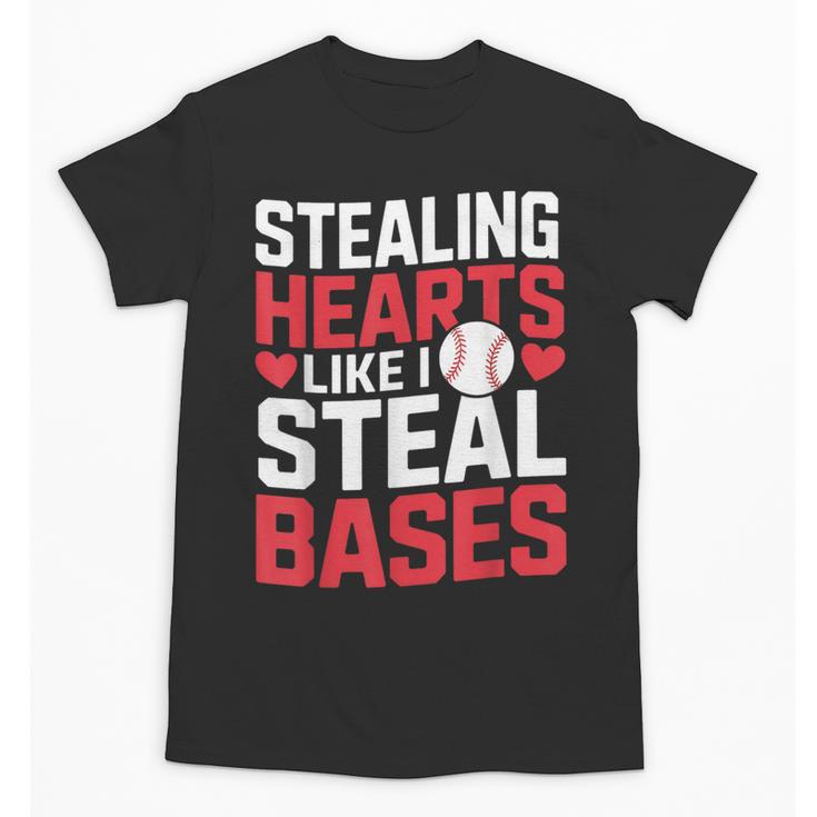 Stealing Hearts Like I Steal Bases Cute Baseball Kids Unisex T-Shirt