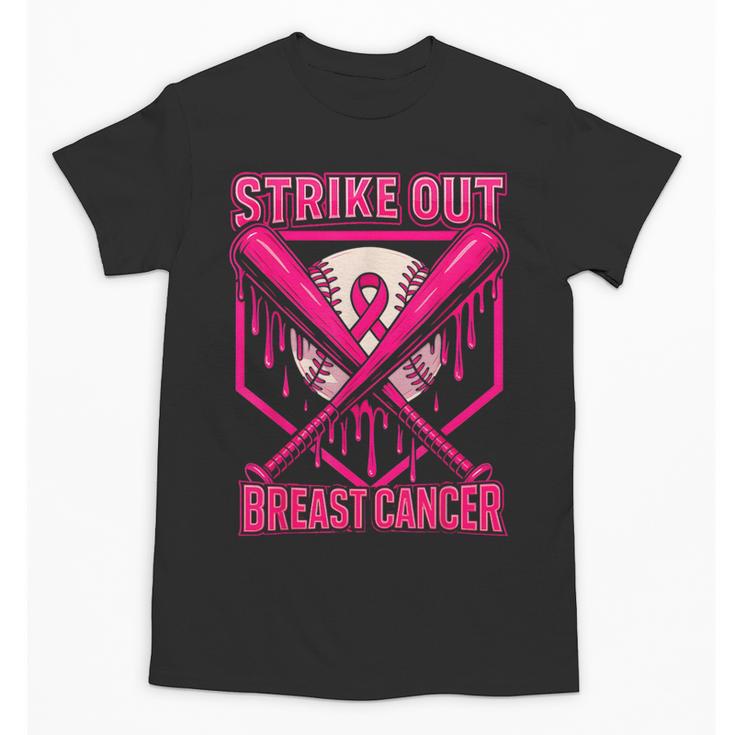 Strike Out Breast Cancer Baseball Ice Cream Drip Unisex T-Shirt