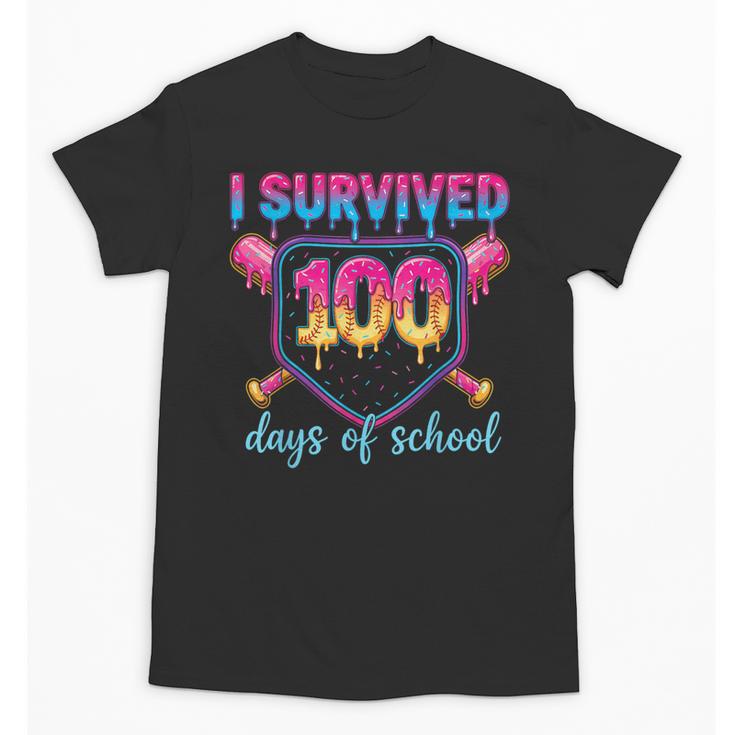 I Survived 100 Days Of School Baseball 100th Day Kids Girls Unisex T-Shirt