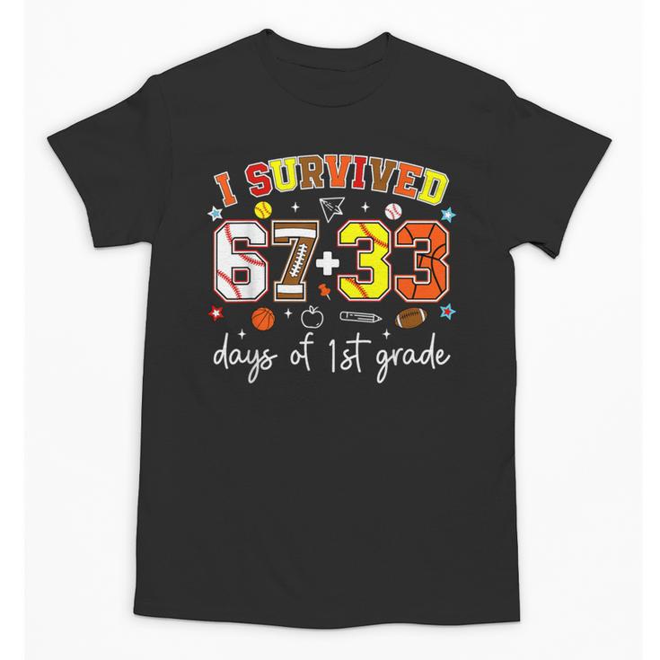 I Survived 6733 Days Of 1st Grade Baseball Football 100 Day Unisex T-Shirt