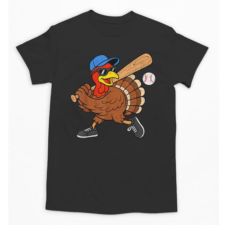 Turkey Baseball Thanksgiving Sports Humor Men Boy Kids Unisex T-Shirt