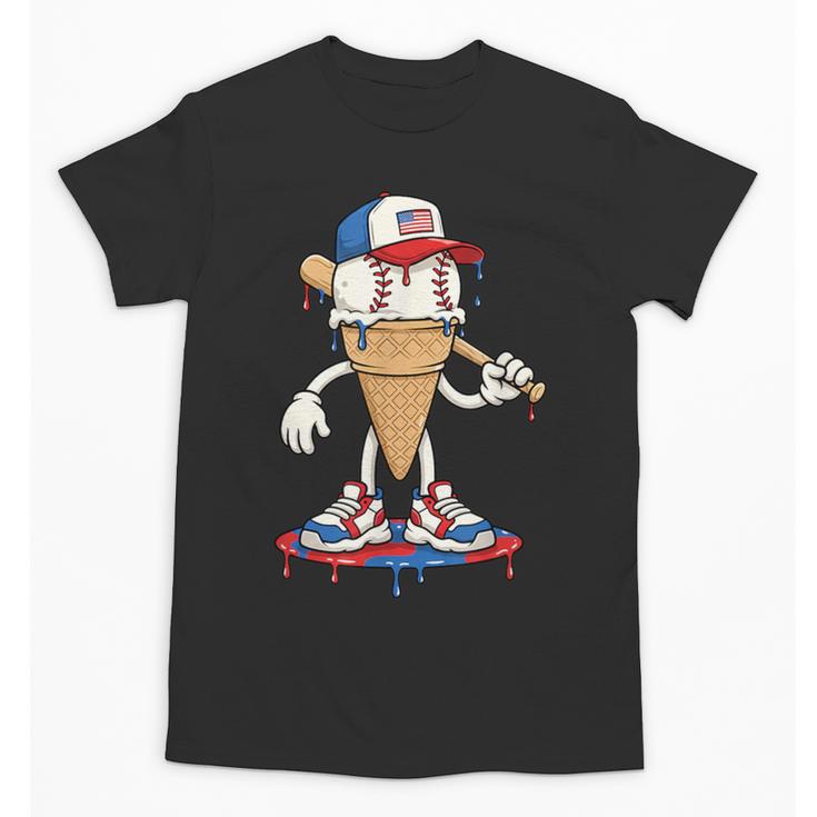 USA Patriotic Baseball Ice Cream Cone Freedom Unisex T-Shirt
