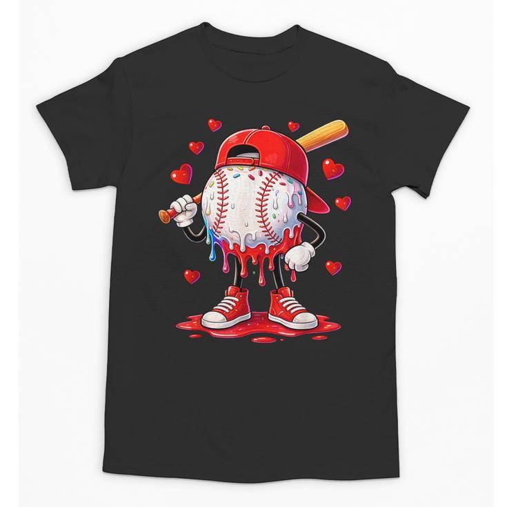 Valentine Baseball Heart Drip Sport Love Valentines Day Boys Unisex T-Shirt
