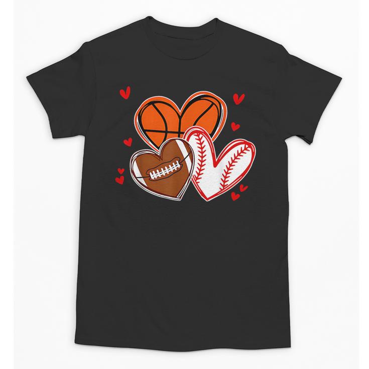 Valentines Baseball Basketball Football Heart Boy Men Unisex T-Shirt