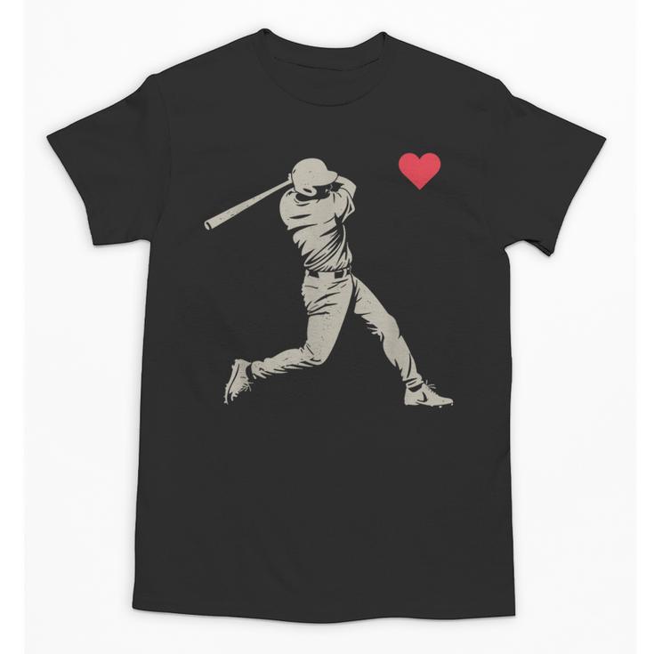 Valentines Day Baseball Batter Silhouette Heart Men Boy Kids Unisex T-Shirt